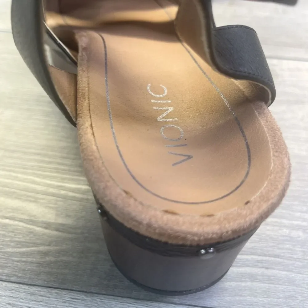Vionic Black Leather Slingback Clogs with Buckle and Stud Trim - Picture 8 of 10